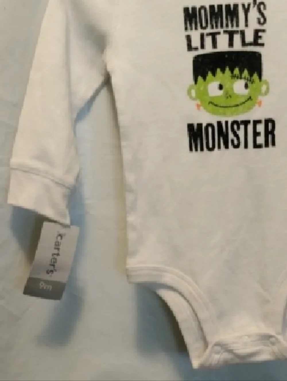 Carter's Cotton Baby Onesie White Long-Sleeve 'Mommy's Little Monster' One-Piece